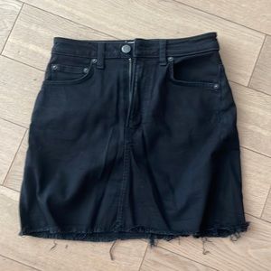 Reformation raw edge black denim skirt